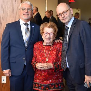Davidson, Dr. Ruth Westheimer, and Stephen Smith, executive director USC Shoah Foundation and UNESCO Chair on Genocide Education